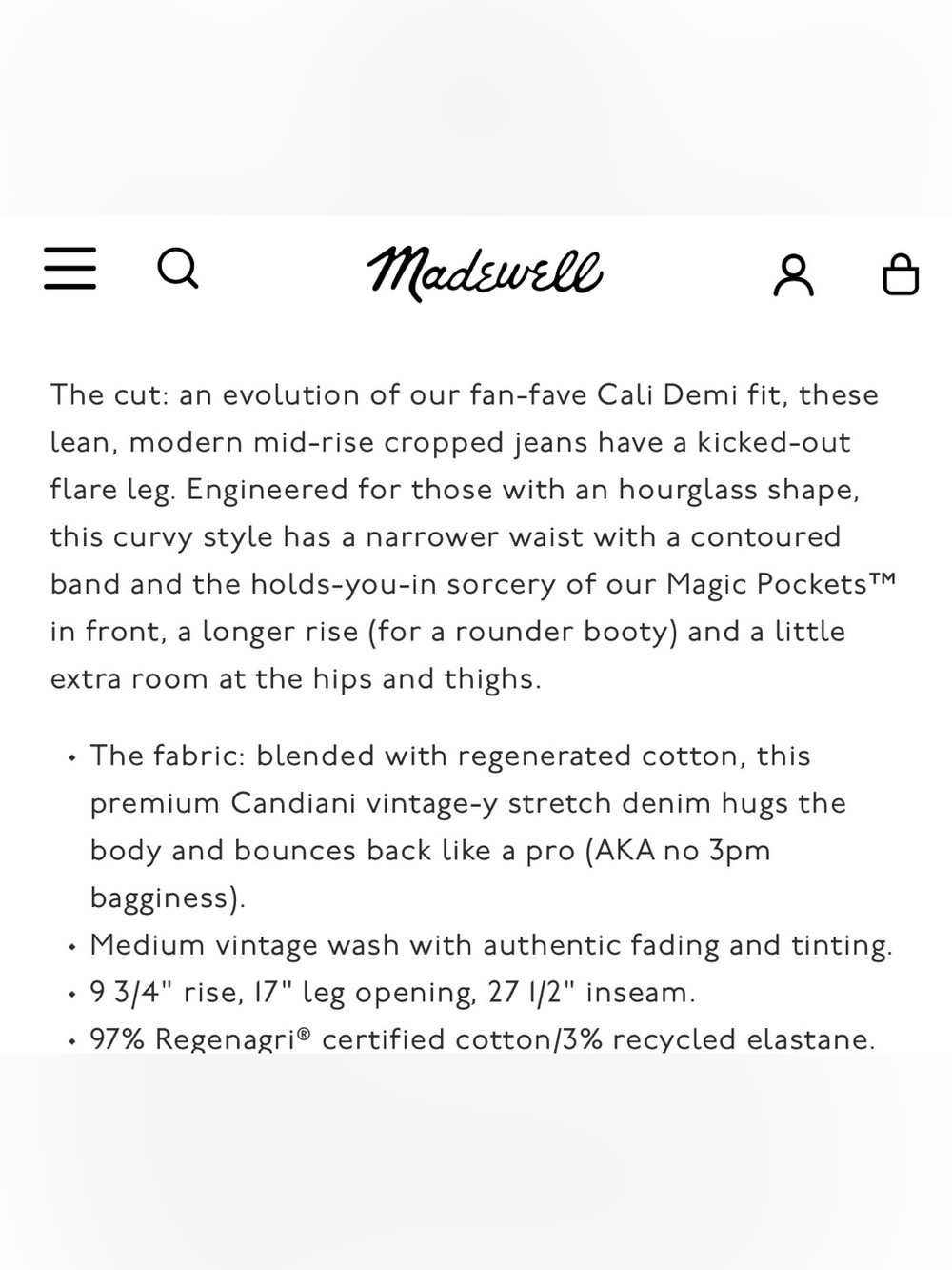 Madewell Curvy Kick Out Jeans - 16 - Picture 6 of 7